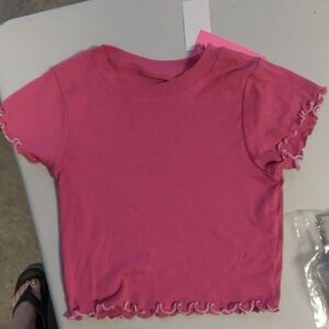 Pink Ruffle Trim Kids T-Shirt